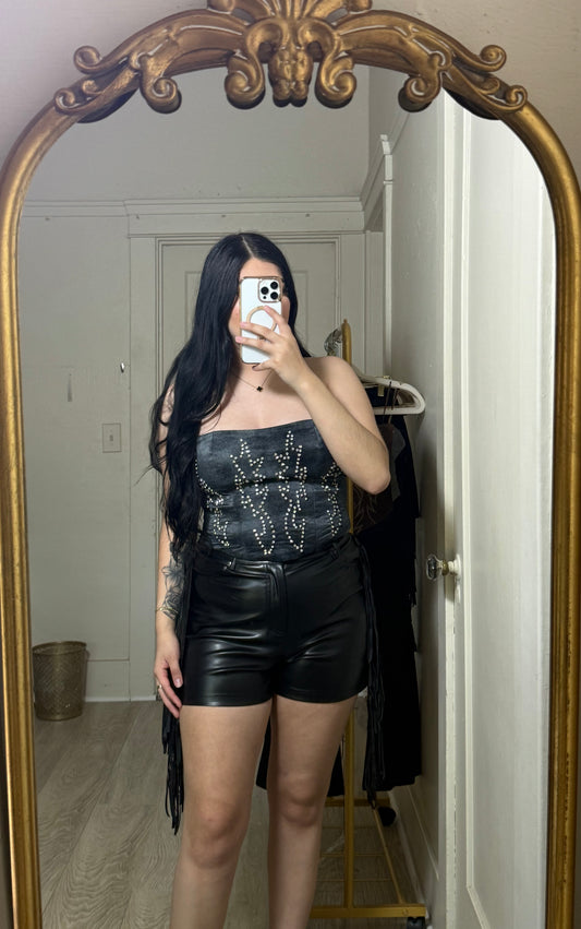 Monica Grey Black Top